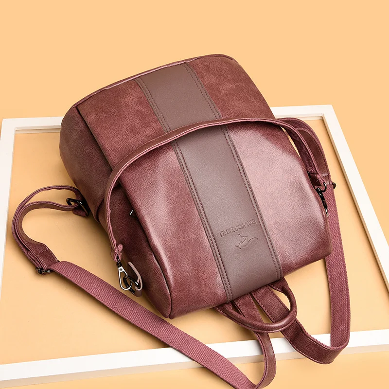 Soft Leather Backpack Large-capacity Simple Backpack