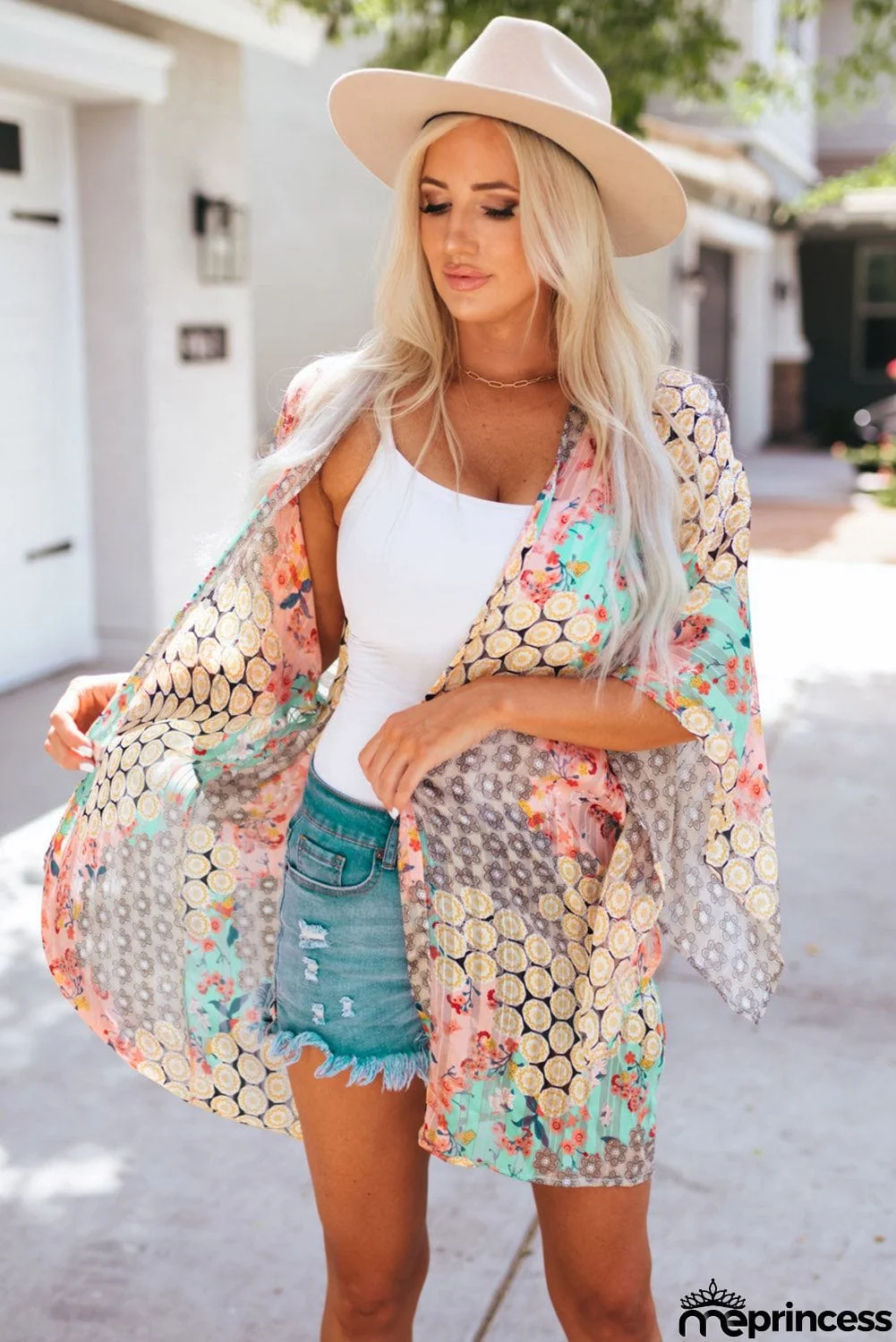 Floral Sheer Shimmer Kimono