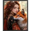 Girl And Fox - 11CT Stamped Cross Stitch - 40*50cm