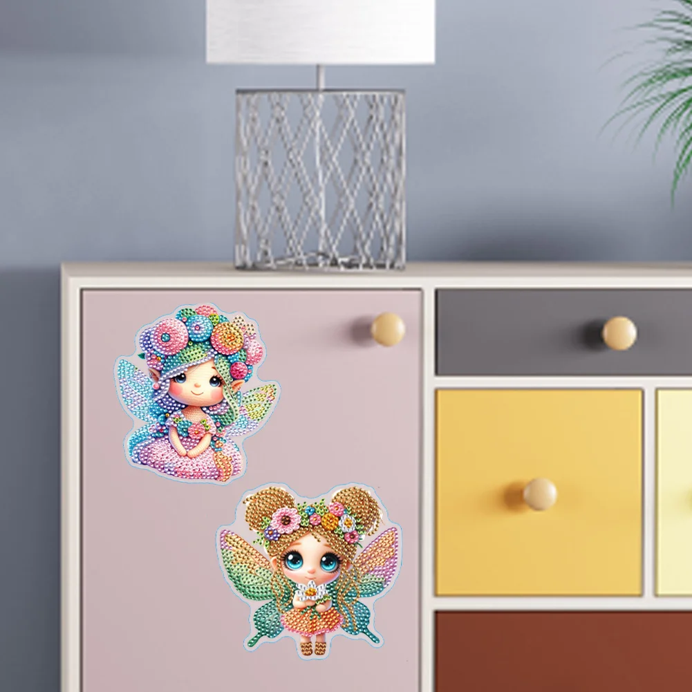 8Pcs 5D Diamond Painting Sticker Kit Diamond Art Stickers for Adults (Fairy)