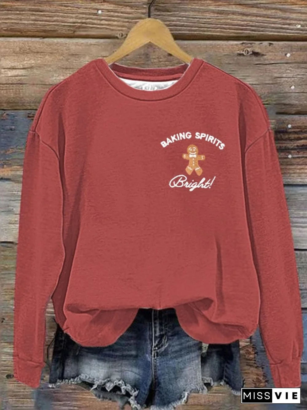 Women's Christmas Baking Spirits Bright Print Casual Sweatshirt