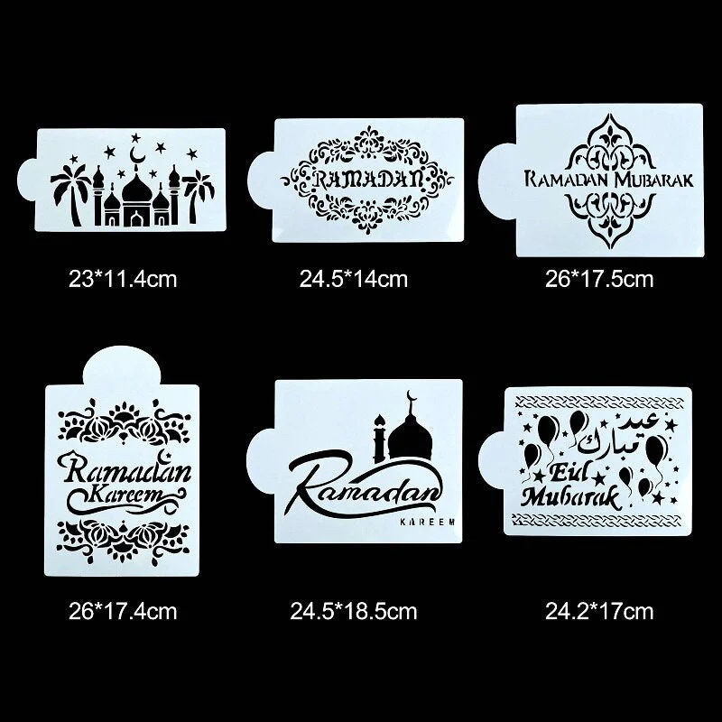 1Pc Ramadan Kareem Spray Stencils Birthday Cake Mold Decorating Tools Eid Mubarak Muslim Islamic Festival Party DIY Decorations