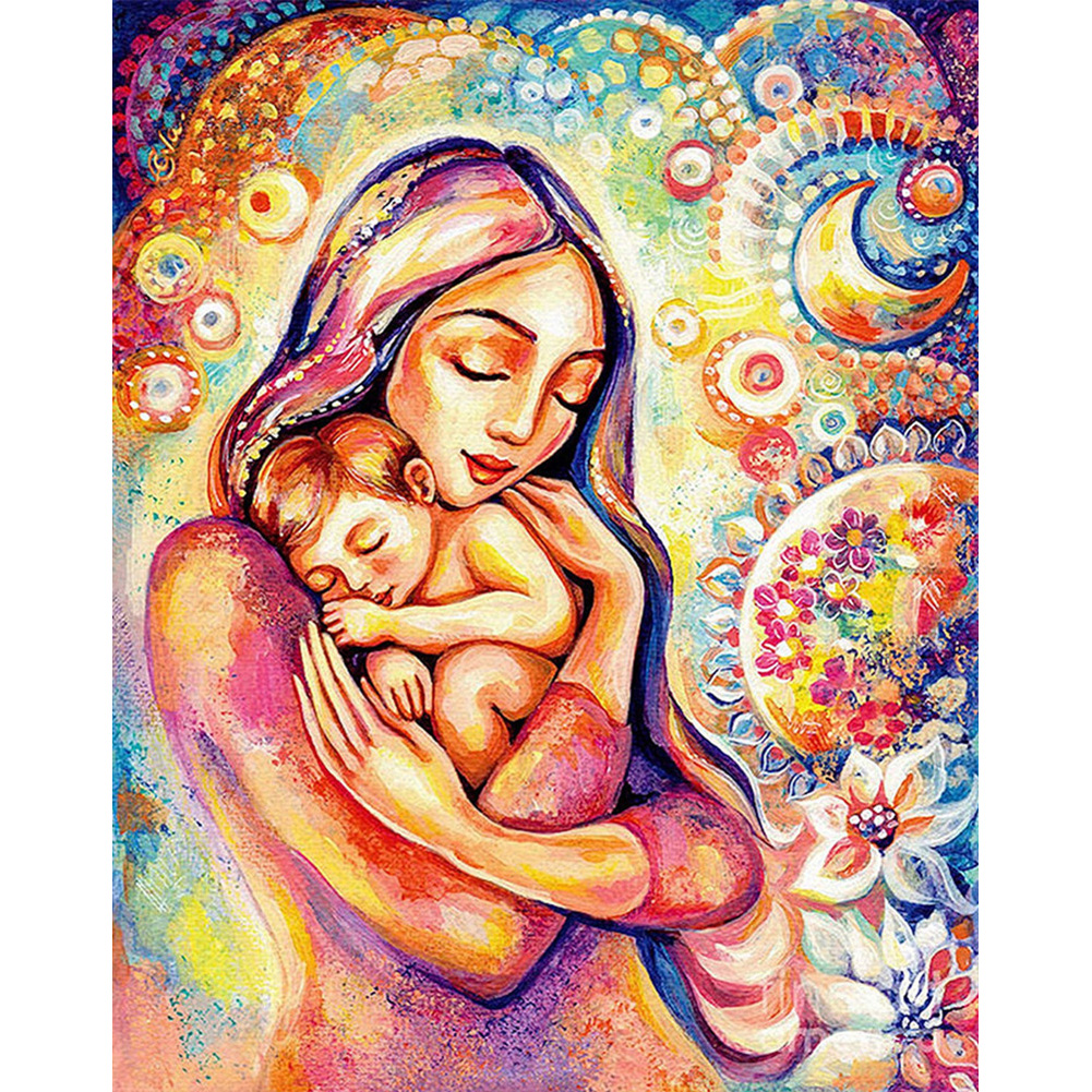 

50*60CM -Mother and Child -Round Drill Diamond Painting, 501 Original