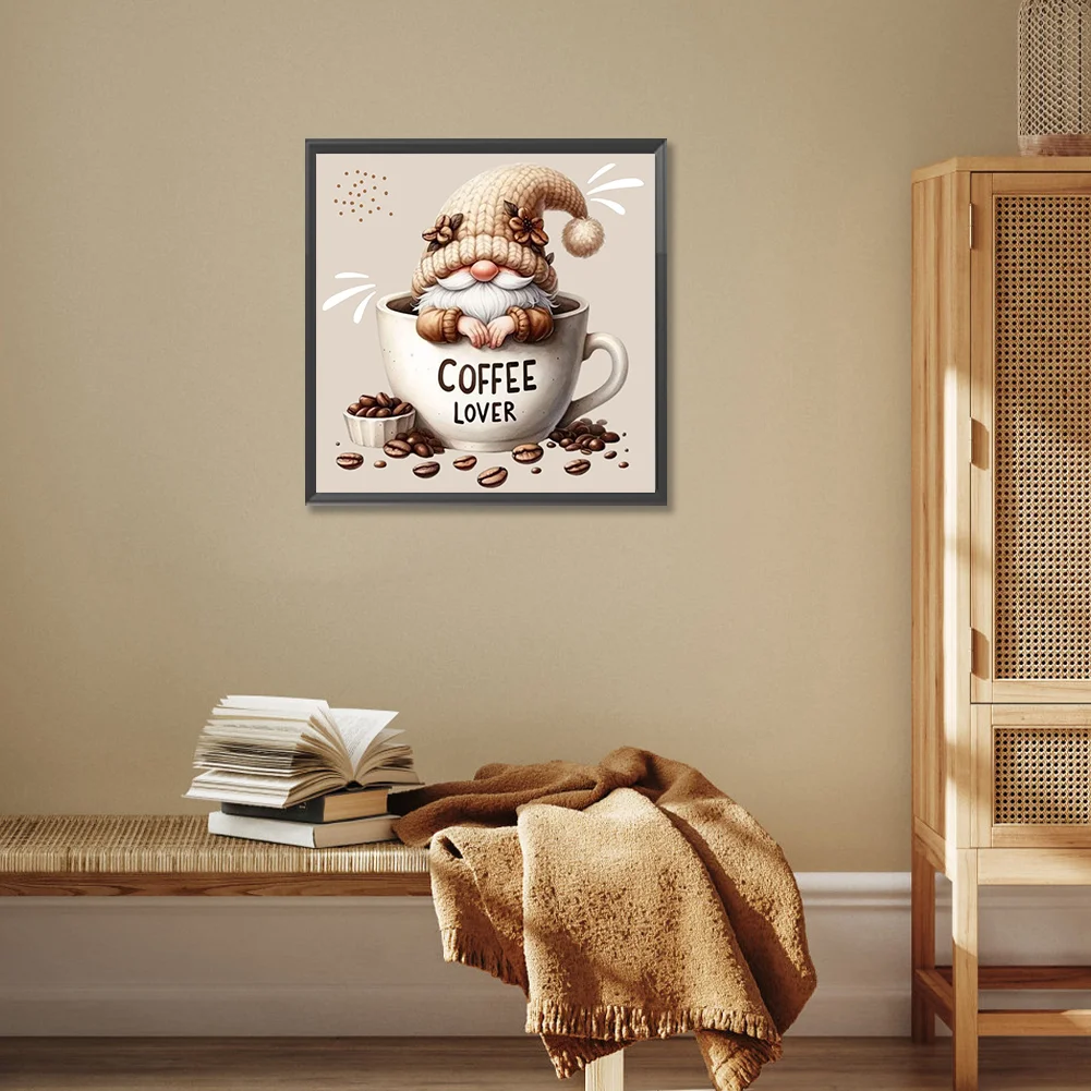 Diamond Painting - Full Round Drill - Coffee Gnome(Canvas|30*30cm)