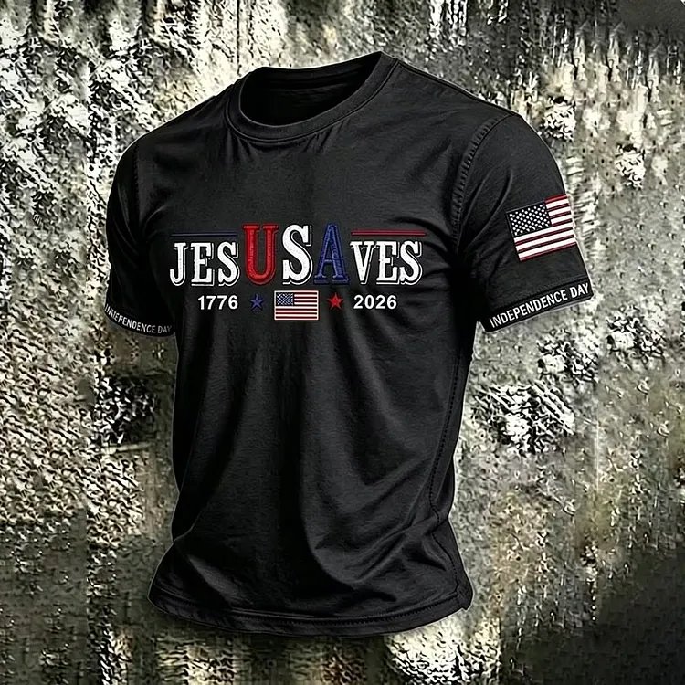 Men's Usa 1776-2026 Freedom Faith Printed T-shirt