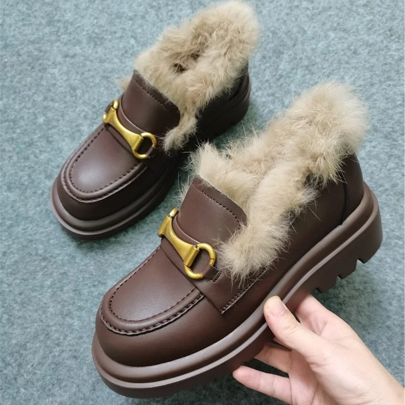 Meotina Pumps Genuine Leather Loafers Shoes Women Platform High Heels Metal Decoration Thick Heel Ladies Footwear White Size 43