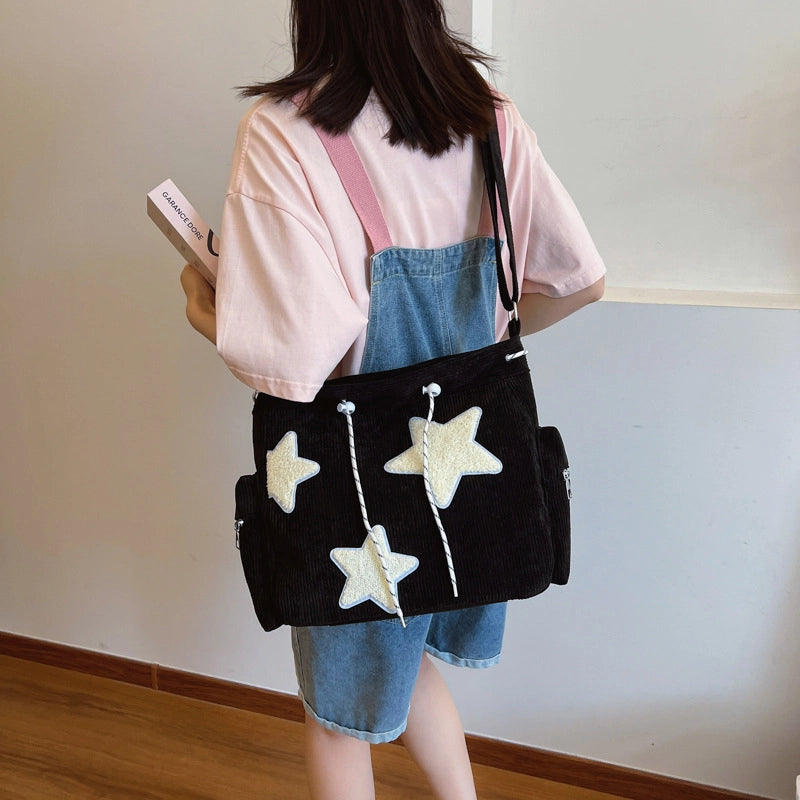 New Cute Five-pointed Star Bag Women’s Large Capacity Student Class Shoulder Bag Casual Sweet Crossbody Bag