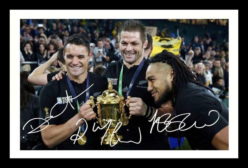 Richie McCaw & Ma'a Nonu & Dan Carter - All Blacks Signed Framed Photo Poster painting