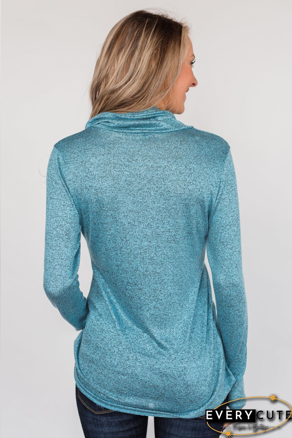 Sky Blue All This Time Zipper Pullover Top