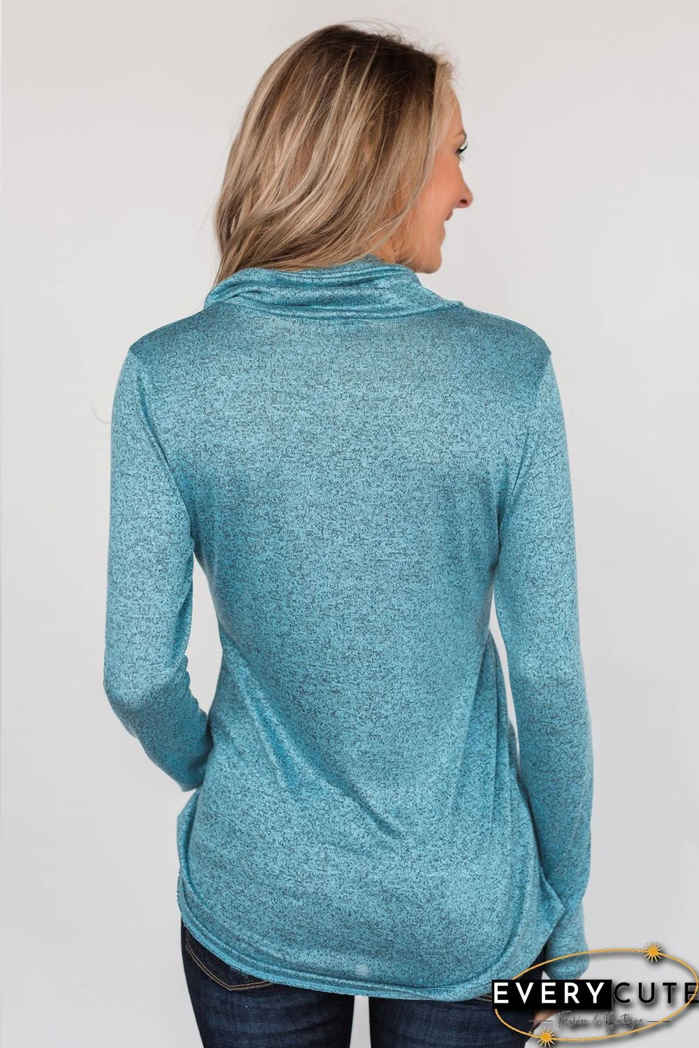 Sky Blue All This Time Zipper Pullover Top