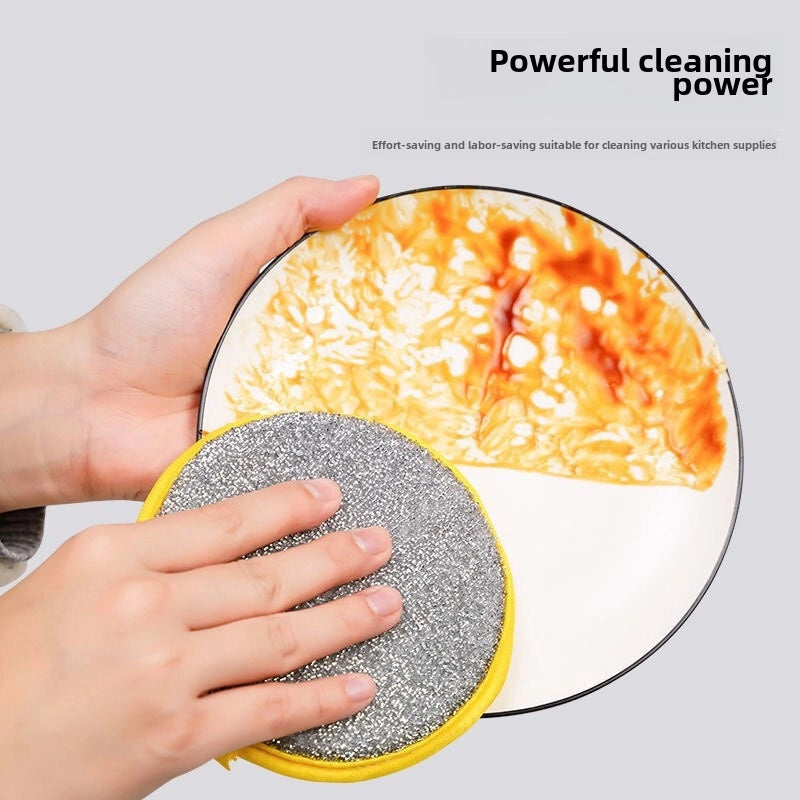 Double-sided Sponge Wipe Kitchen Bowl Washing Sponge Brush Pot Artifact Household Cleaning Cloth Oil-free Scrubbing Cloth Steel Wire Ball