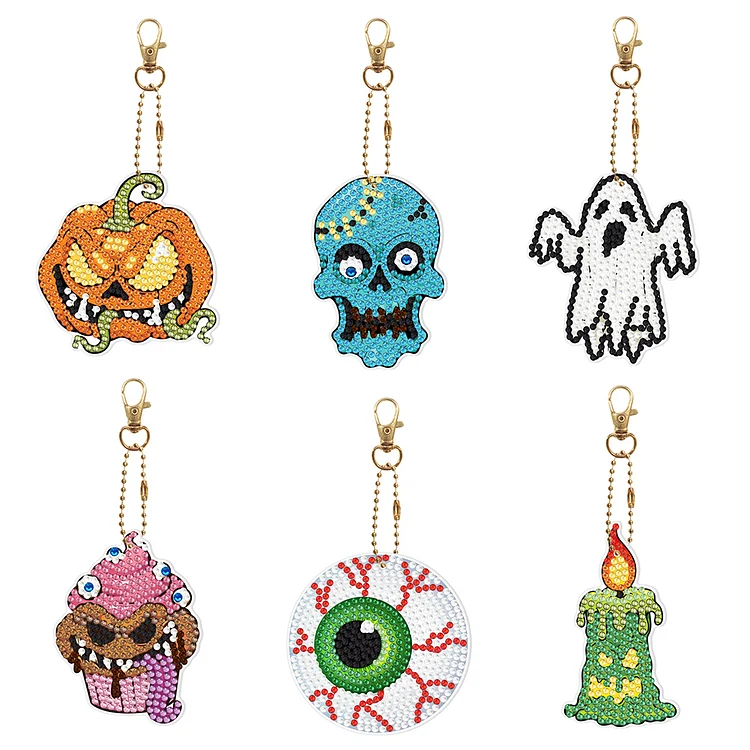 Halloween Ghost - Keychain - DIY Diamond Crafts (6pcs)