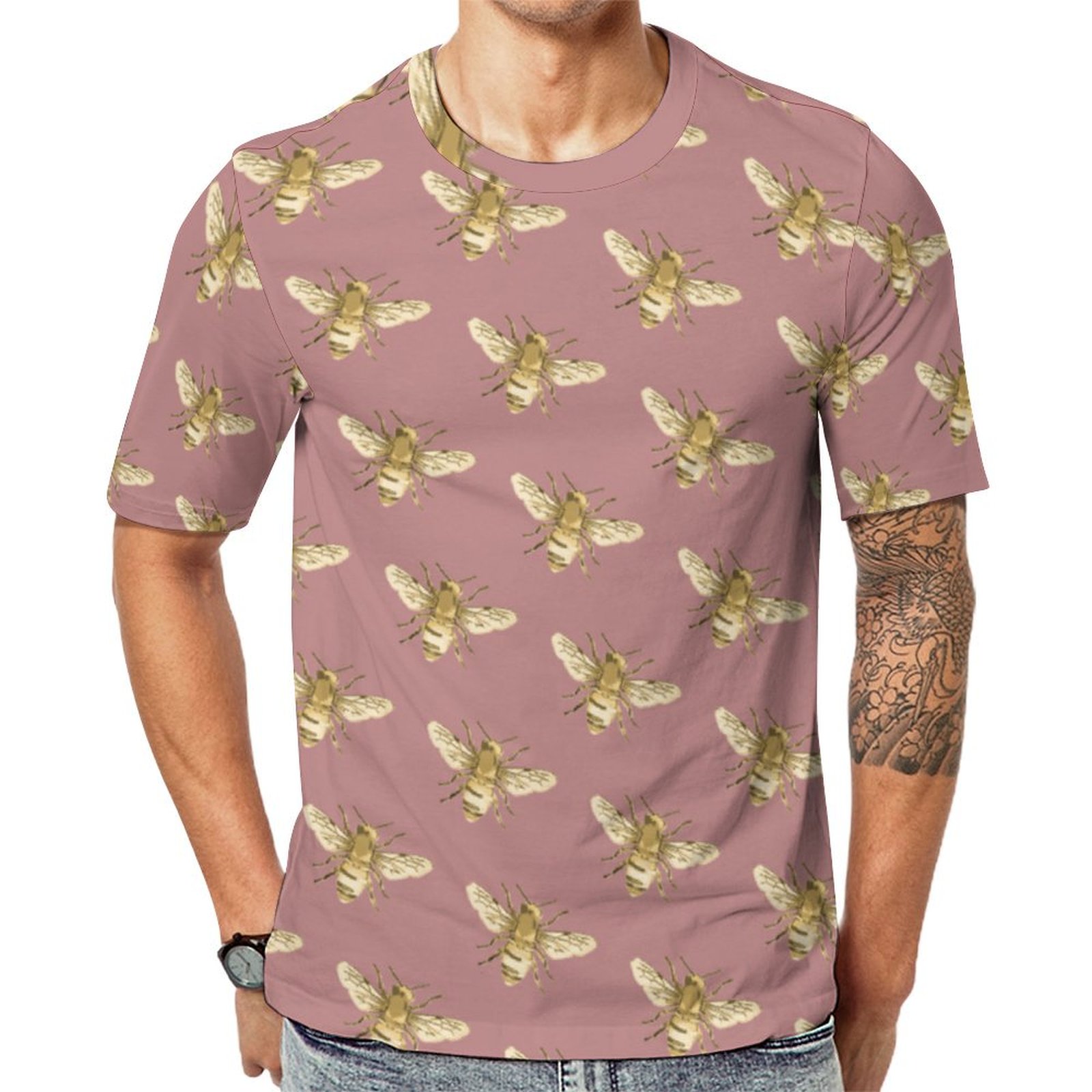 Honeybee In Flight Short Sleeve Print Unisex Tshirt Summer Casual Tees for Men and Women Coolcoshirts