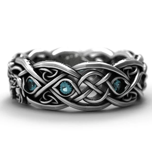 Vintage Viking Nordic Mythology Giant Wolf Men Ring Defense Totem Wolf Fashion Hip Hop Rock Unisex Finger Ring Punk Gift
