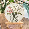 Lily of the Valley Long Stitch DIY Stamped Embroidery Kit for Beginners Adults Craft Lovers Gift Cross Stitch Kit with Embroidery Hoop 29x29cm