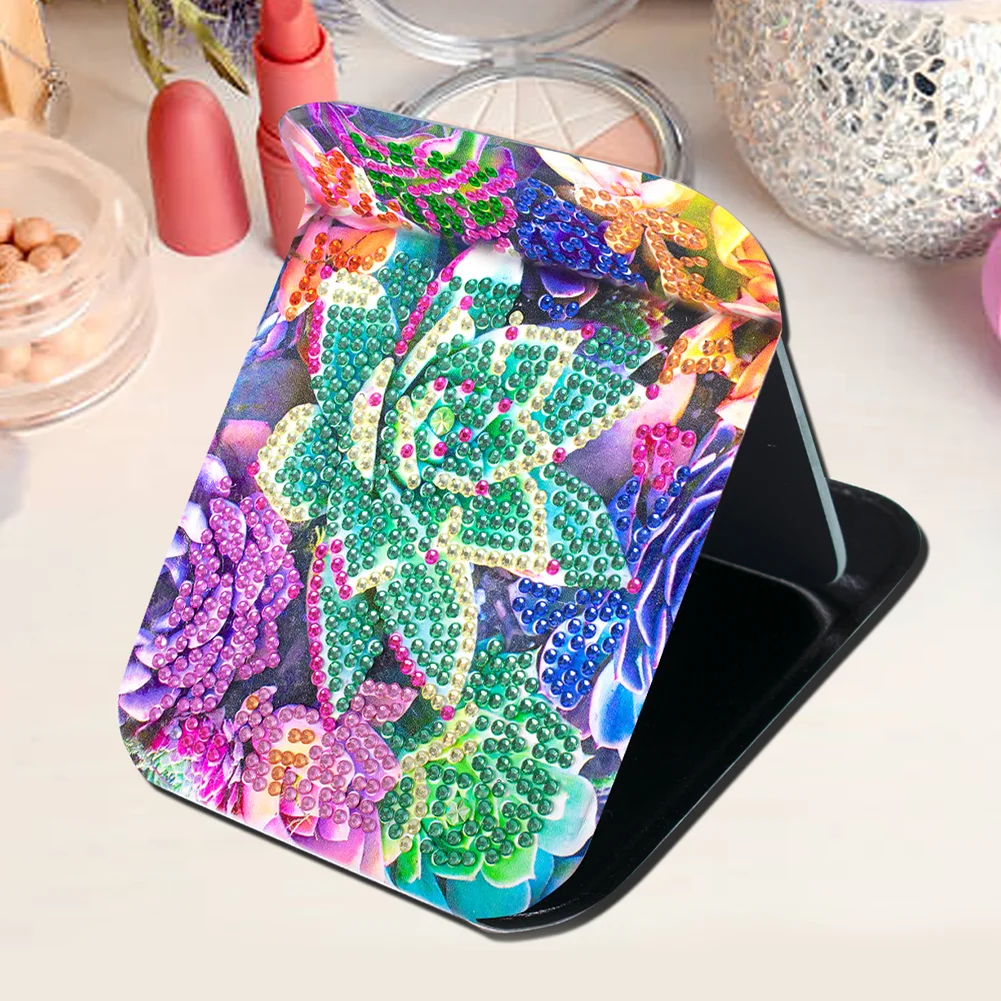 DIY Mandala Diamond Painting Makeup Compact Mirror Portable Folding