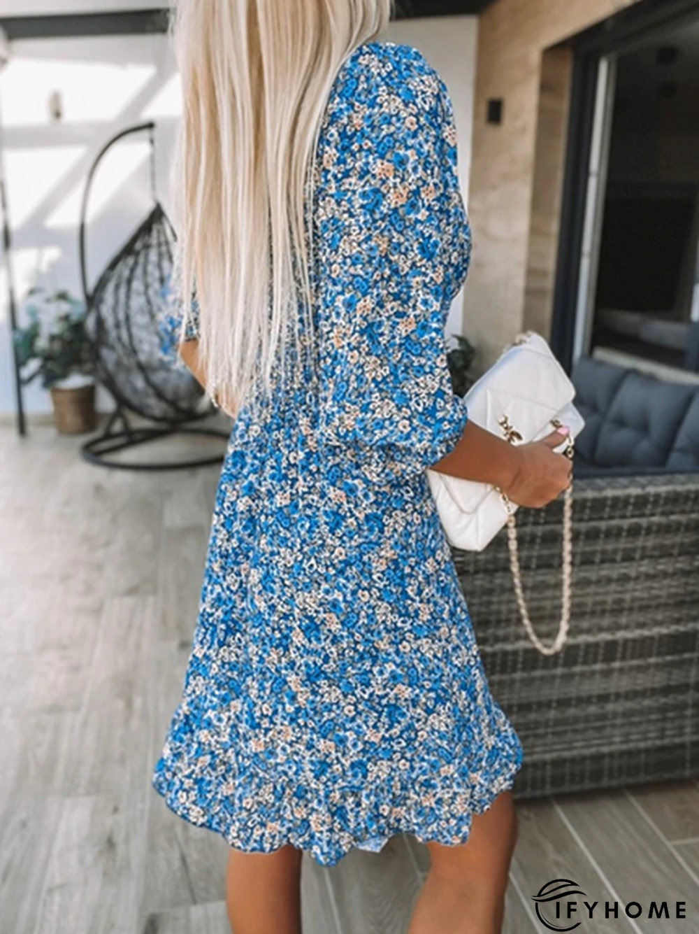 Floral V neck Casual Half sleeve Dress | IFYHOME