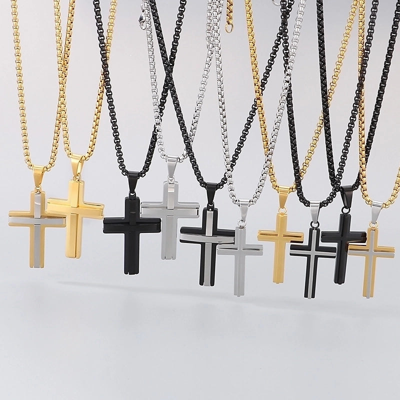 Minimalist Classic Style Cross 304 Stainless Steel 18K Gold Plated Unisex