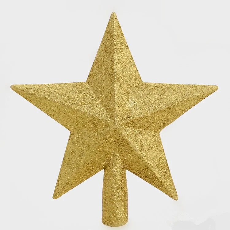 5.9inch Hot Sale New Cute Gold Powder Christmas Star Christmas Tree Toppers Christmas tree ornaments Xmas Decoration