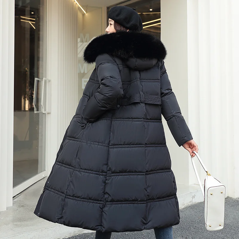 Woherb Cotton Dress Female Long Over-Knee Big Collar Cotton-Padded Clothes 2024 Winter New Korean Version Of The Thick Loose Large Size Coat-Outfit Ideas