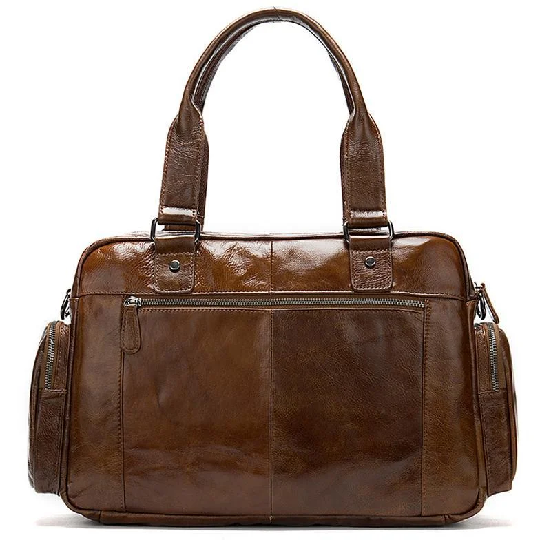Men's Business Handbag Large Capacity Retro Leather Travel Shoulder Bag