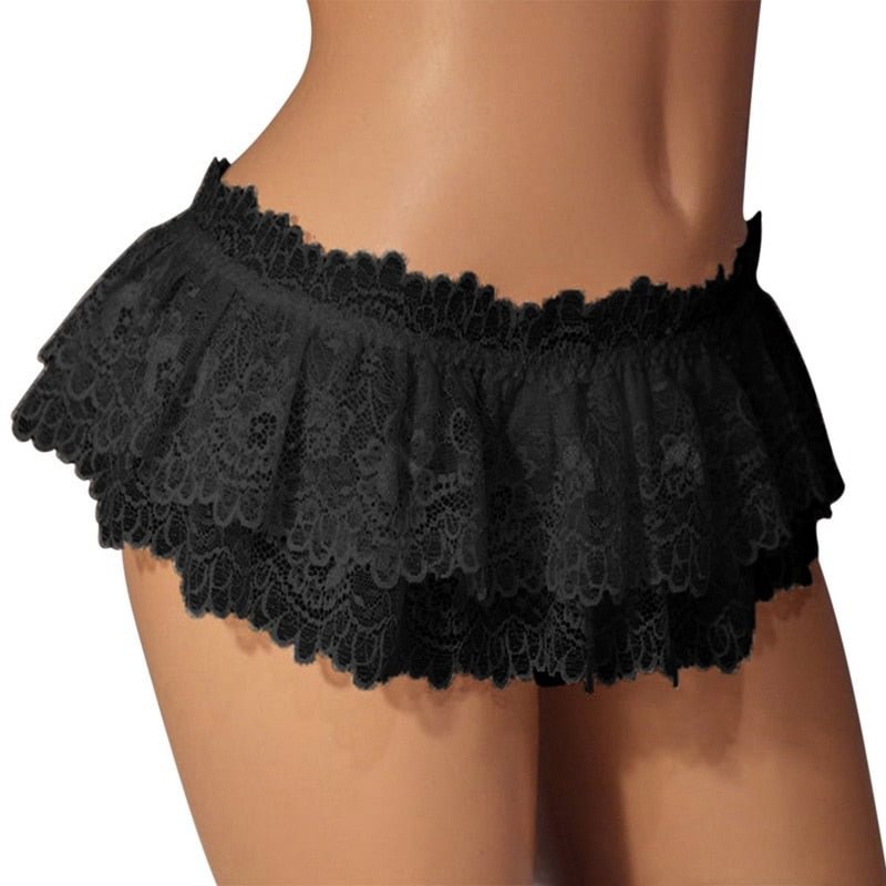 Muyogrt Women Sexy Cute Thongs With Lace Skirt Underwear Soft Lace Skirt Panties String Slip Erotic Thongs And G Strings Briefs