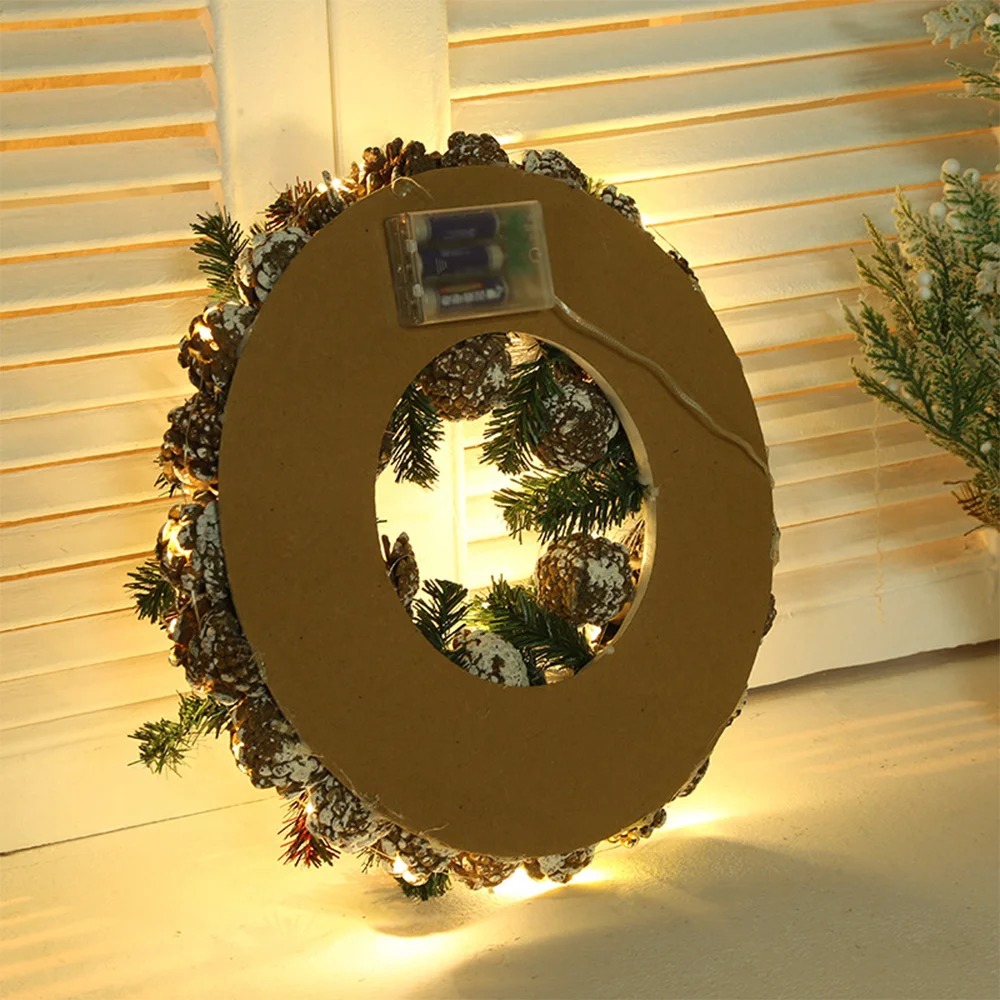 New Christmas wreath with lights decorations simulated rattan circle