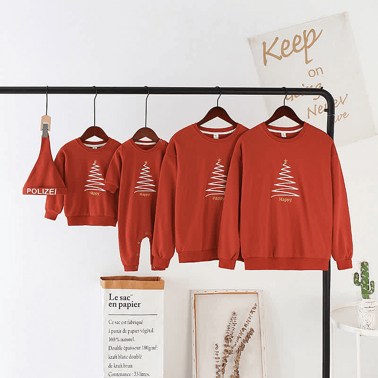 HAPPY Family Matching Christmas Tree Sweatshirt