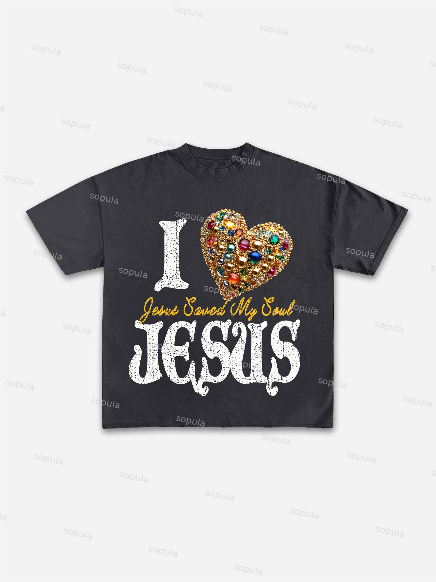 I Love Jesus Diamond Graphic Print Cotton T-shirt - Sopula｜Premium Graphic Tees & Graphic Clothing