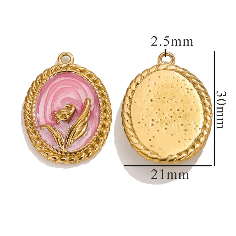 1 Piece 18 * 23mm 19mm 20.5mm 304 Stainless Steel Leaf Rose Flower Pendant Jewelry Accessories