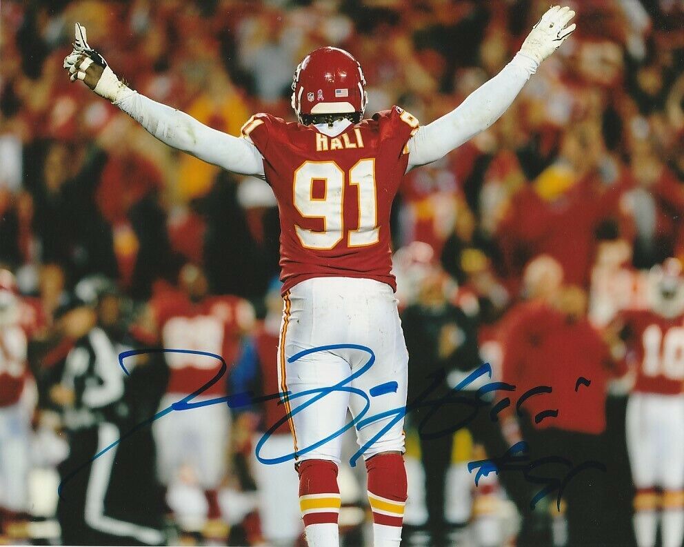 TAMBA HALI SIGNED KANSAS CITY CHIEFS FOOTBALL 8x10 Photo Poster painting #2 NFL AUTOGRAPH PROOF!