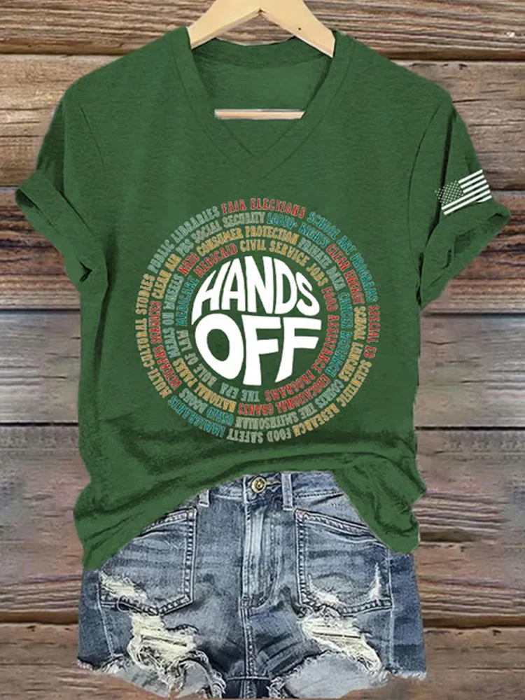 Women's Fdt “hands Off ” Print Casual T-shirt