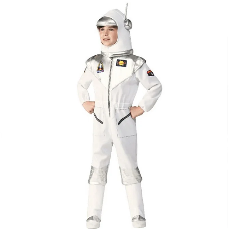 Kids Children Astronaut White Jumpsuit Outfits Cosplay Costume Halloween Carnival Suit