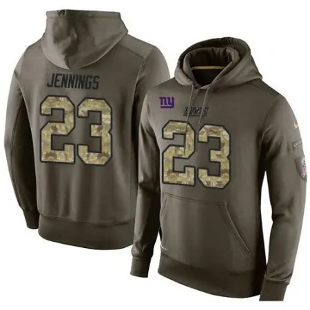 NFL Men's  New York Giants #23 Rashad Jennings Stitched Green Olive Salute To Service KO Performance Hoodie