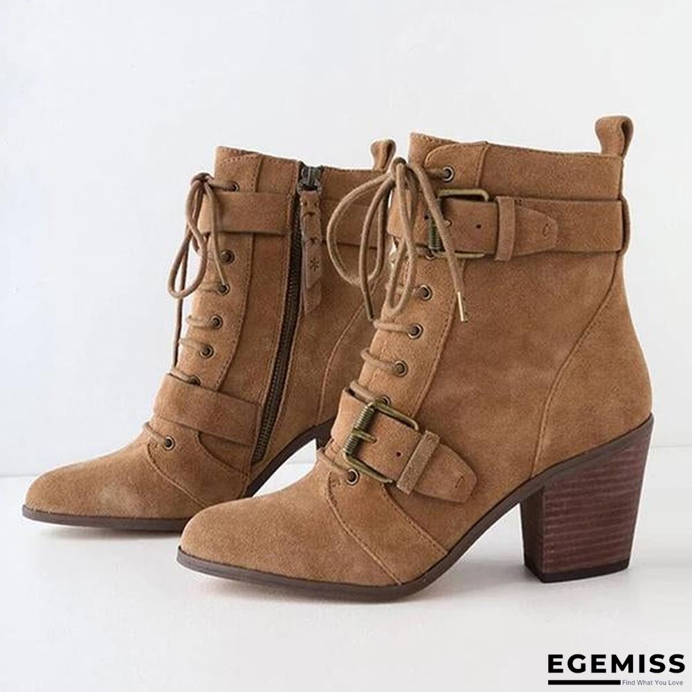 Comfortable Pointed Toe Lace-Up Boots | EGEMISS