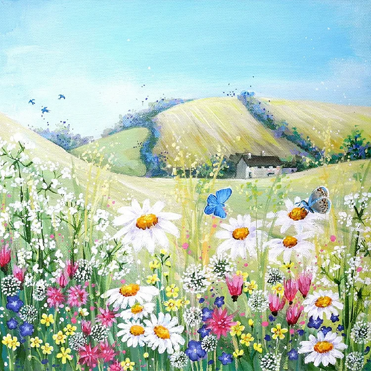 Hillside Wildflowers 30*30CM(Canvas) Full Round Drill Diamond Painting gbfke