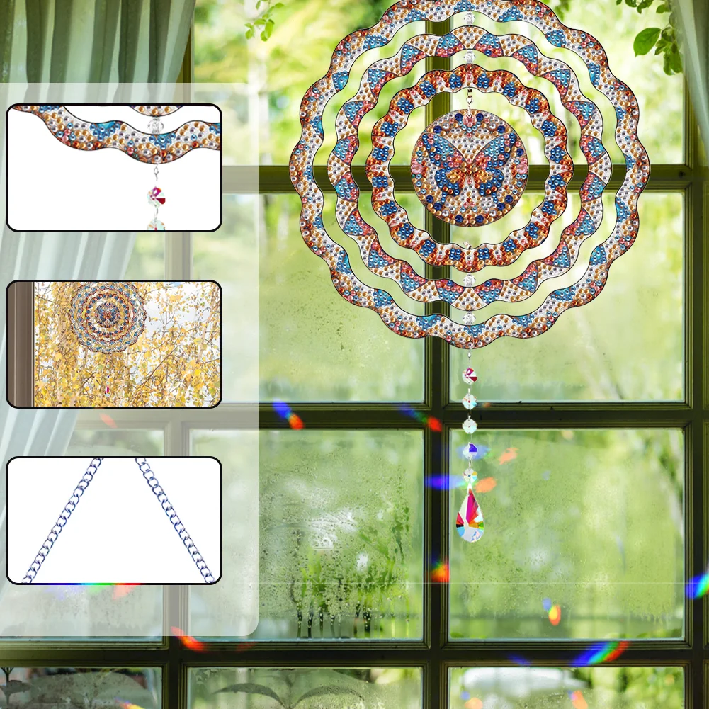 Diamond Painting Rotating Wind Chime Diamond Art Hanging Pendant (Butterfly B)