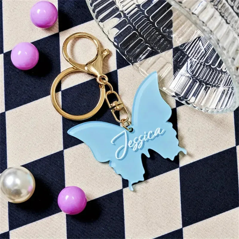 Vacation Minimalist Butterfly Arylic Alloy Animal Printing Butterfly Keychain