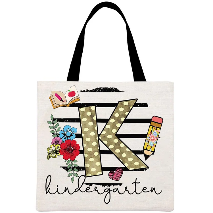 Happy First Day of Kindergarten Printed Linen Bag