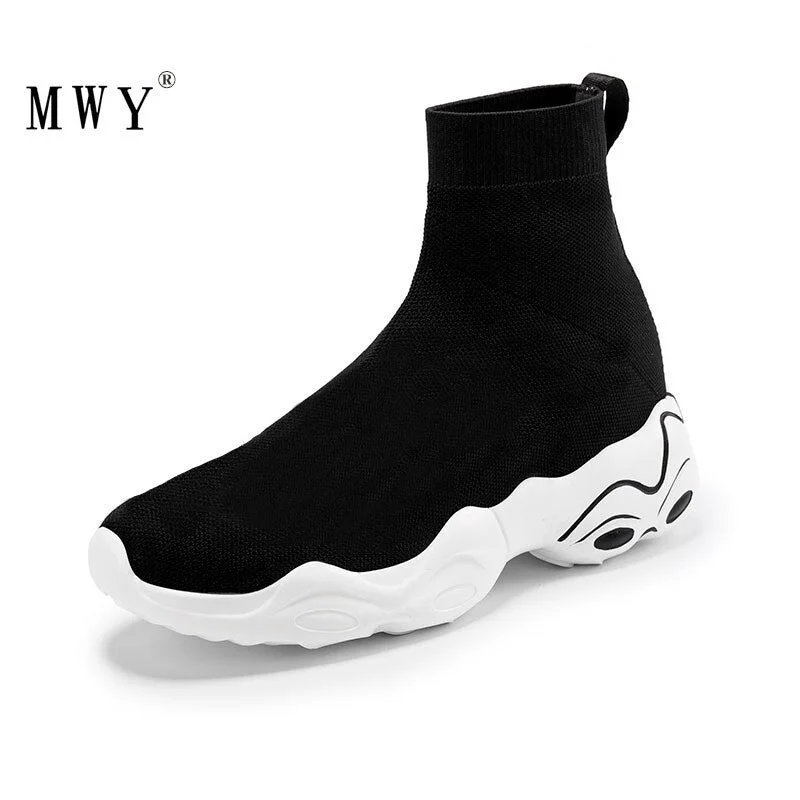 MWY Women Sneakers High Top Breathable Socks Shoes Unisex Winter Casual Walking Shoes Zapatillas Deportivas Mujer Plus Size