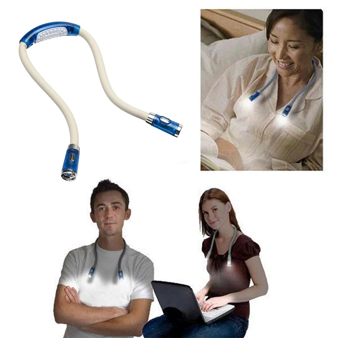 LED Flexible Handsfree Hug Neck Reading Book Light Torch Flashlight (Blue)
