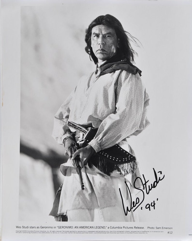 WES STUDI SIGNED Photo Poster painting Dances with Wolves The Last of the Mohicans Geronimo: An American Legend w coa