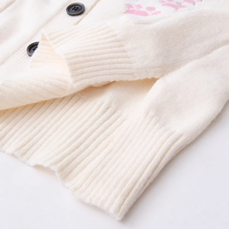 Cartoon Cat Print Cardigan Sweater Shirt Denim Pants Set