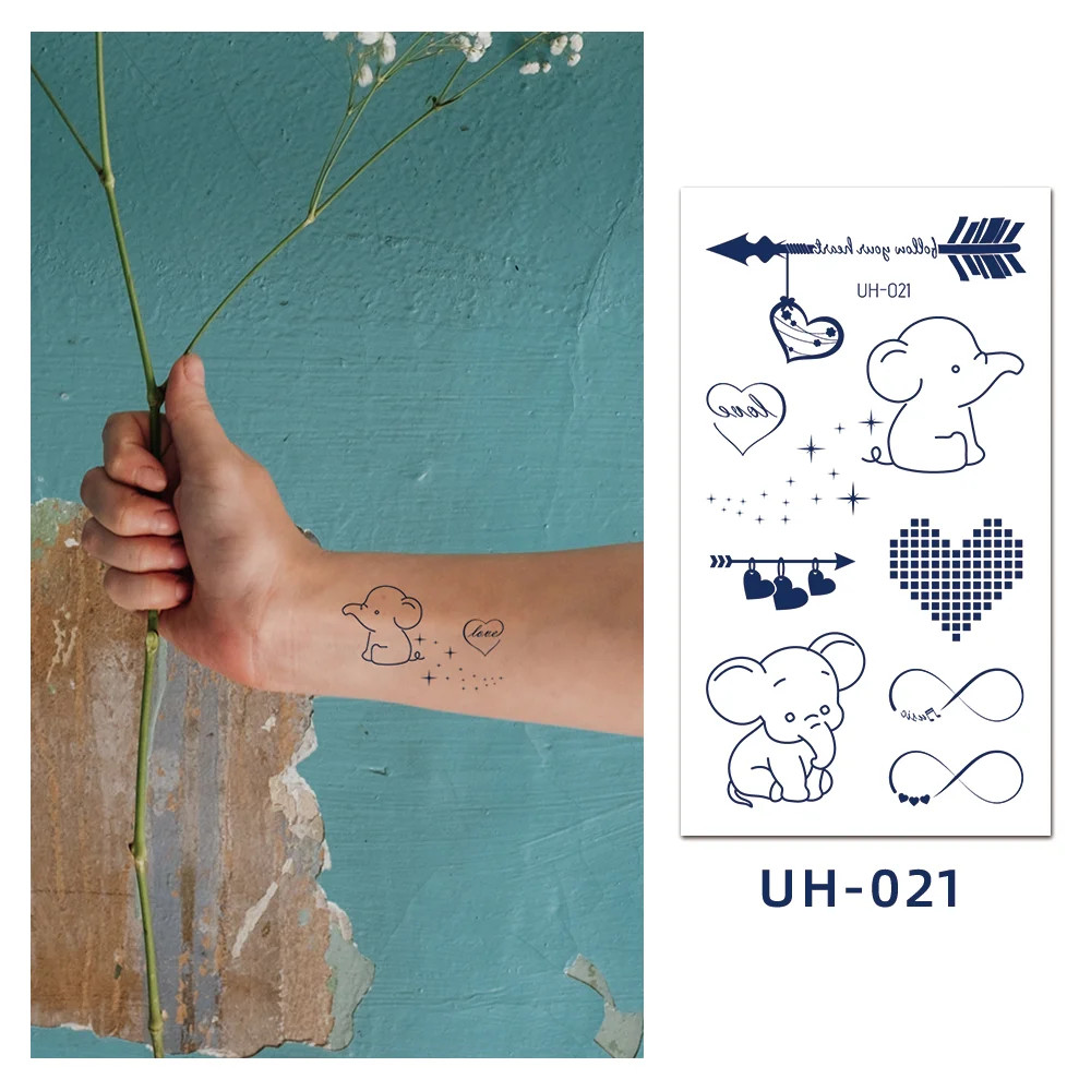 Sdrawing Stickers Semi-permanent Juice Lasting Tattoo Blue Butterfly Fake Waterproof Tattoos Temporary Women Arm Chest Body Art