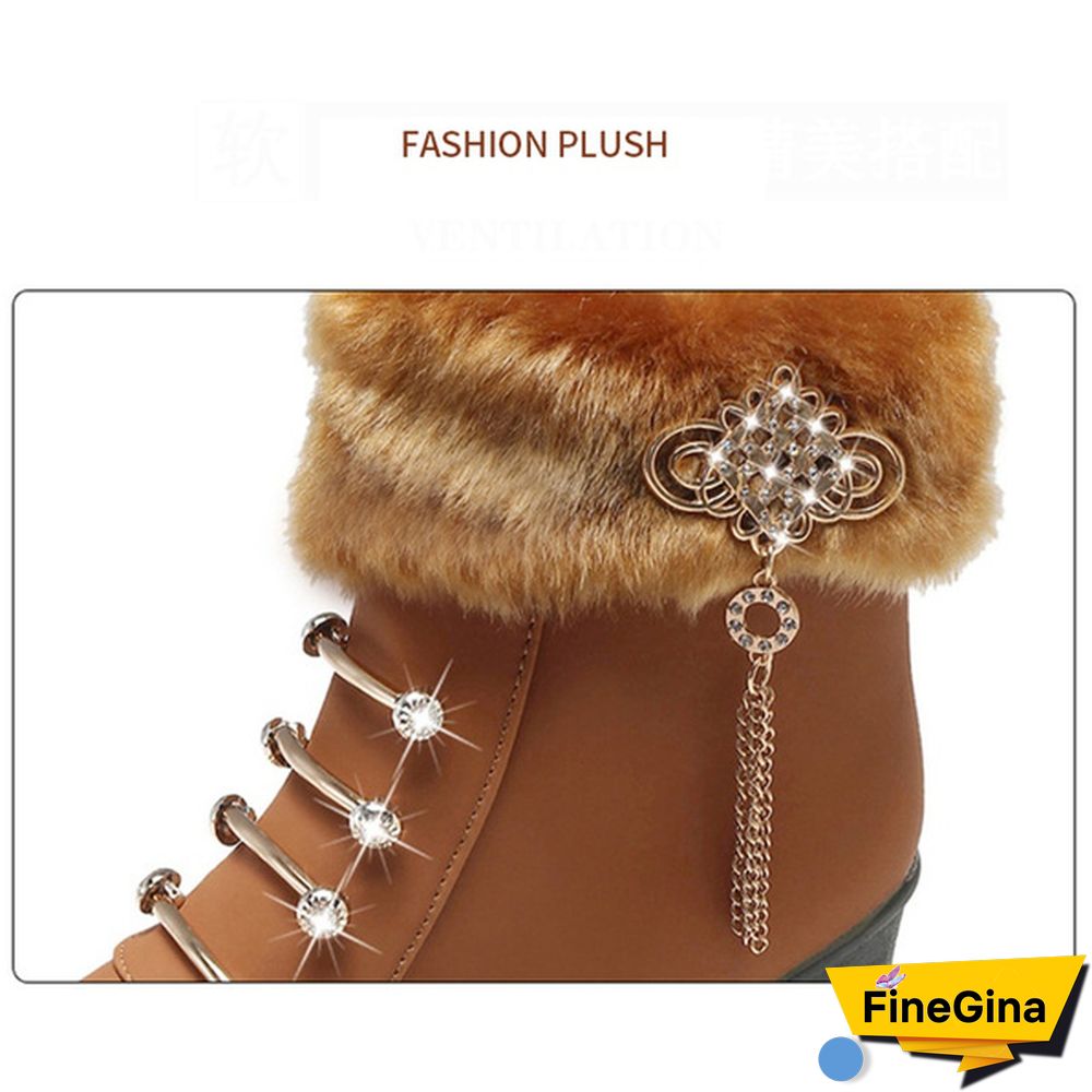 Fashion Women's Platform Boots Autumn and Winter Warm Snow Boots Women's Casual High-heeled Ankle Boots