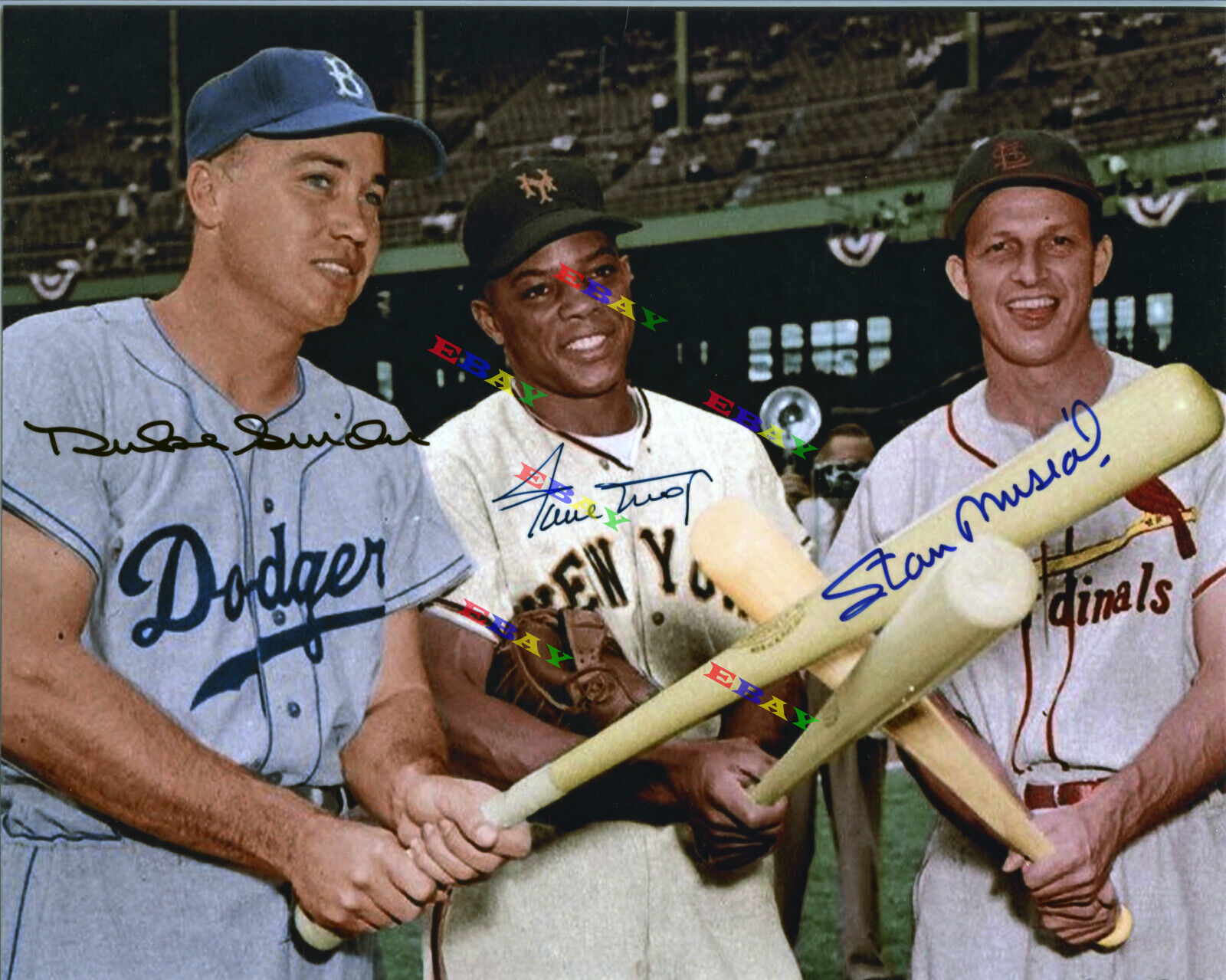 Duke Snider Willie Mays Stan Musial Signed Autographed 8x10 Photo Poster painting Reprint