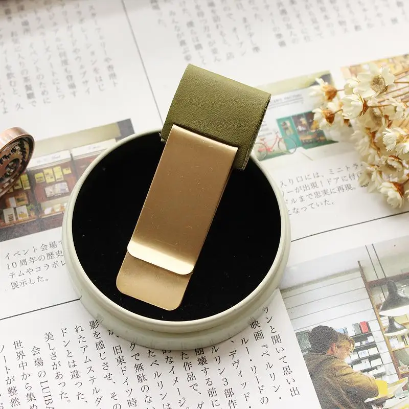Fromthenon Vintage Pen Holder Clip For Travelers Notebook Mini Retro Notebook Diary Olive Green Leather Planner