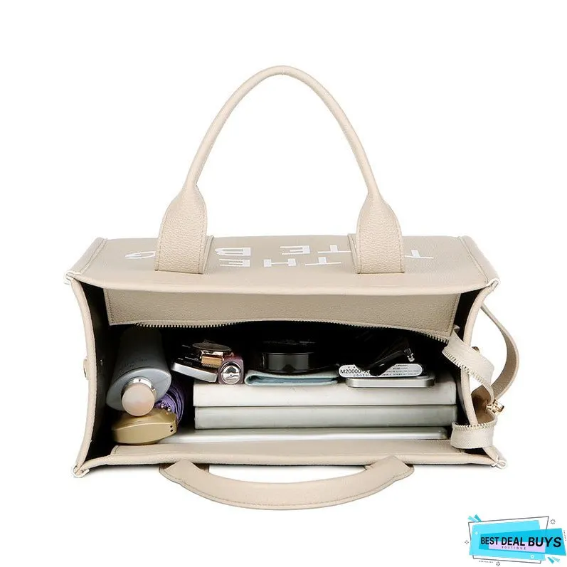 Cross-Border Foreign Trade Women's Bag One Piece Dropshipping New Solid Color Pu Letter Tote Bag Simple Casual Large Capacity Handbag