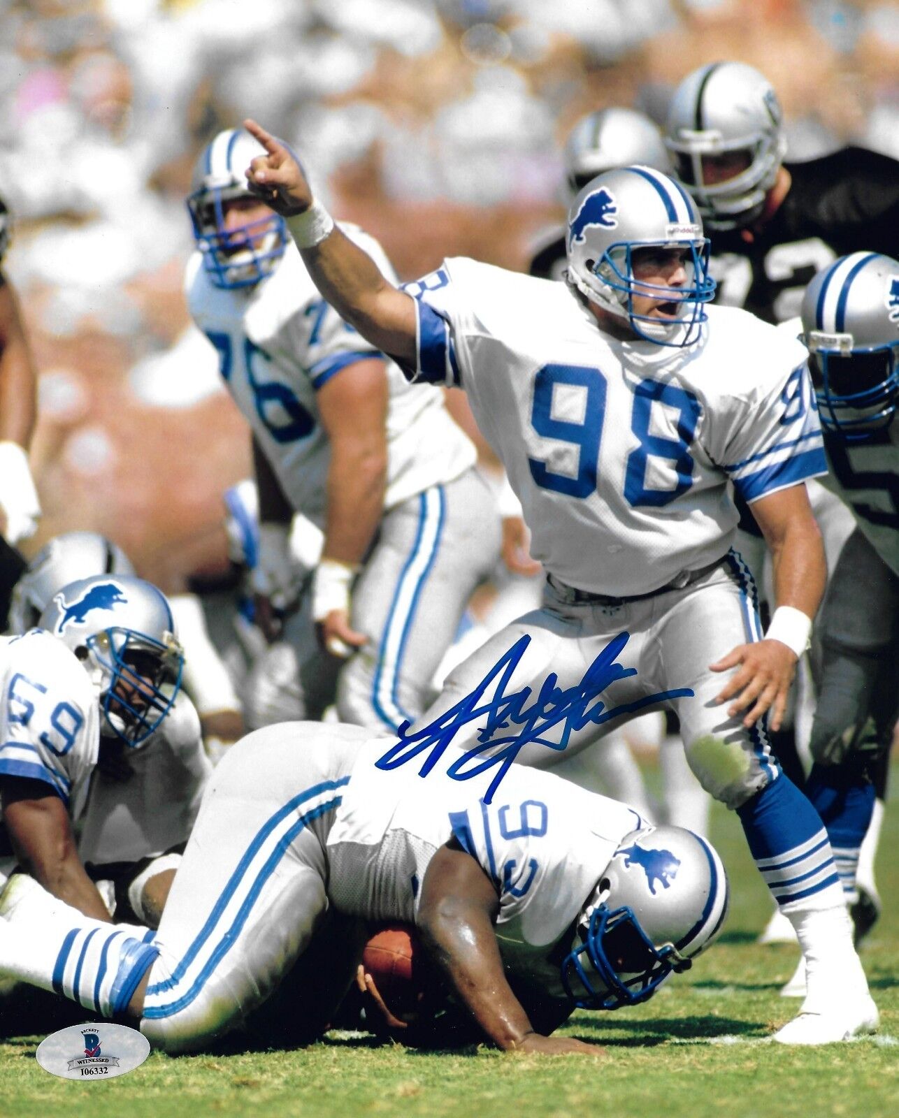 Dennis Gibson Signed Lions Football 8x10 Photo Poster painting BAS Beckett COA Picture Autograph