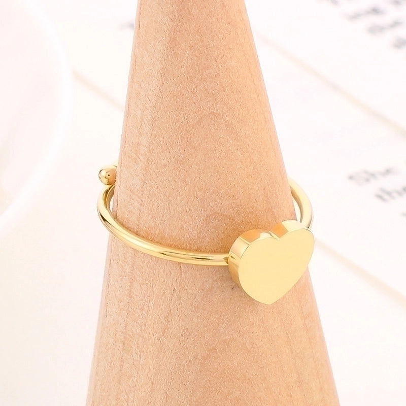 Titanium Steel 18K Gold Plated Rose Gold Plated Minimalist Plating Heart Shape Rings